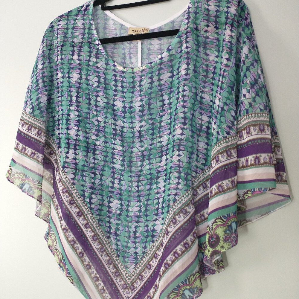 NWOT One World Lightweight Sheer Poncho Top Size LP